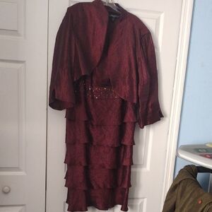 Elegant Burgundy Dress with Jacket